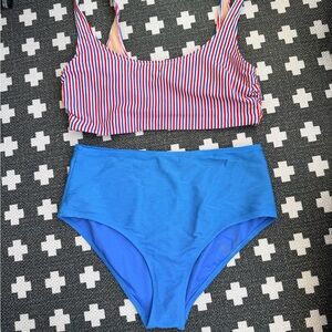 Old Navy Red and Blue Striped Bikini
